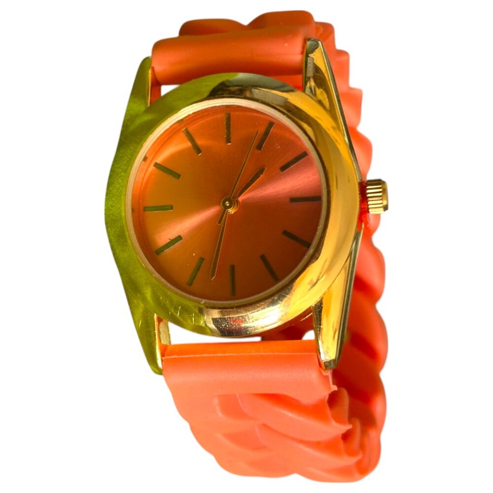 Vintage Coral Silicone stretch band quartz movt analog watch